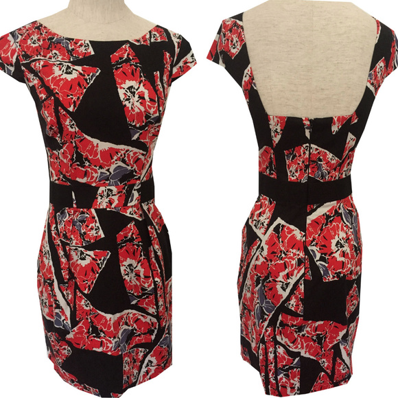 French Connection Dresses & Skirts - French Connection Black & Red Floral Dress NWT